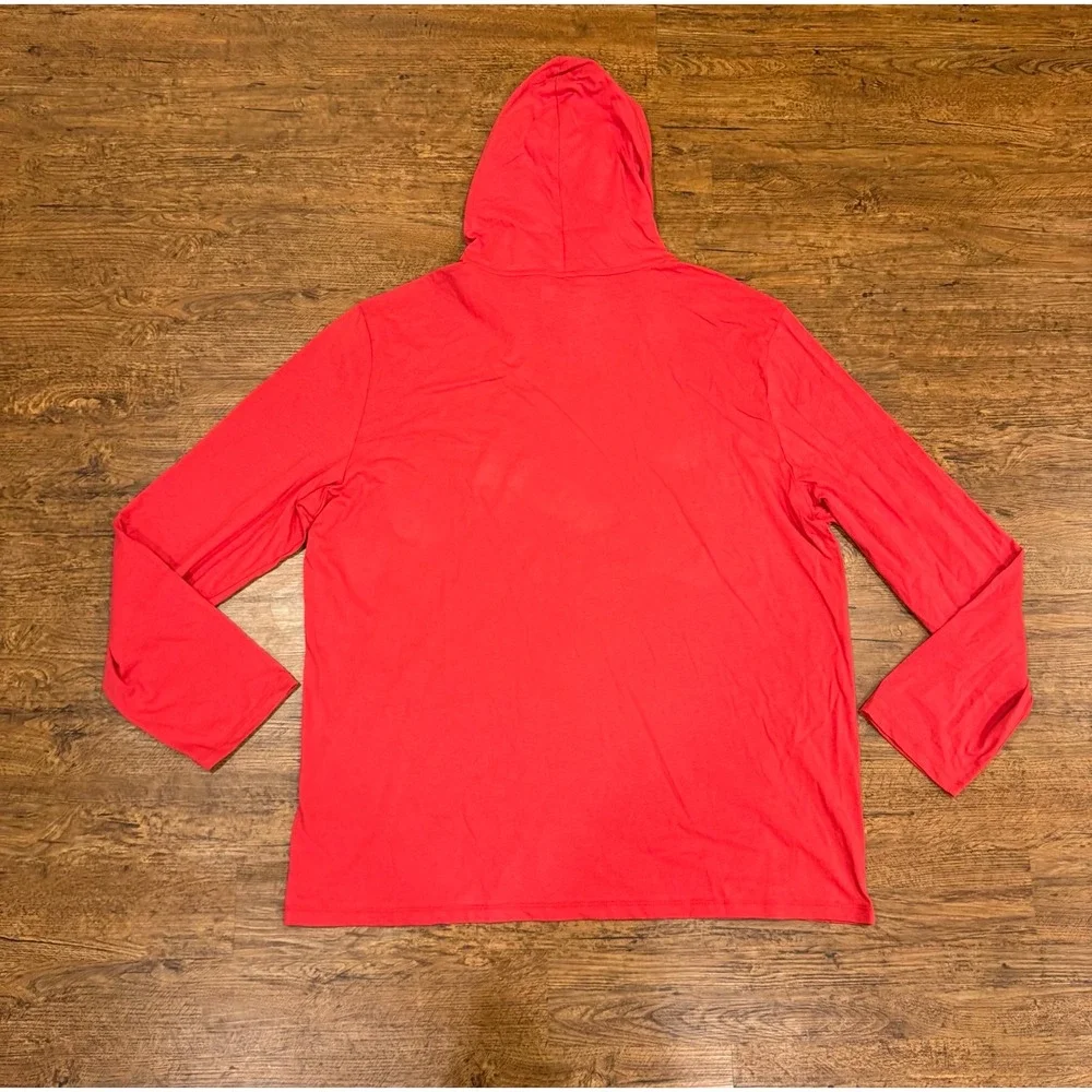 Polo Ralph Lauren Red Lightweight Pullover Hoodie Sweatshirt T Shirt Men's 2XL